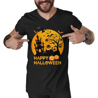 Happy Halloween Costumes Funny Pumpkins House Men Women Kids V2 Men V-Neck Tshirt - Thegiftio UK