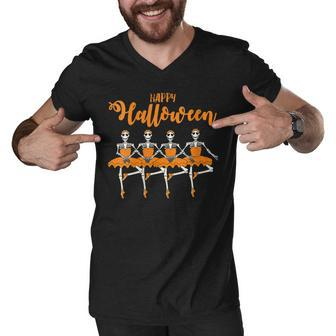 Happy Halloween Dancing Ballet Skeleton Ballerina Funny Idea Men V-Neck Tshirt - Seseable