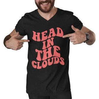 Head In The Clouds With Words On Back Men V-Neck Tshirt - Thegiftio UK