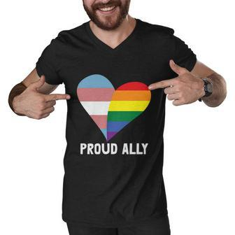 Heart Proud Ally Lgbt Gay Pride Lesbian Bisexual Ally Quote Men V-Neck Tshirt - Monsterry DE