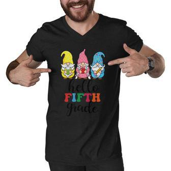 Hello Fifth Grade School Gnome Teacher Students Graphic Plus Size Shirt Men V-Neck Tshirt - Monsterry