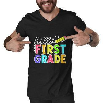 Hello First Grade Team 1St Grade Back To School Teacher Men V-Neck Tshirt - Monsterry CA