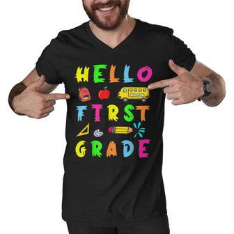 Hello Miss First Grade Back To School Teachers Kida Men V-Neck Tshirt - Seseable