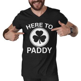 Here To Paddy Funny St Patricks Day Men V-Neck Tshirt - Monsterry