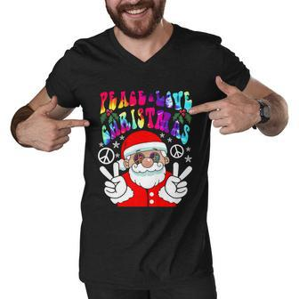 Hippie Santa Peace Love Christmas Cute Gift Rainbow Groovy Cute Gift Men V-Neck Tshirt - Thegiftio UK