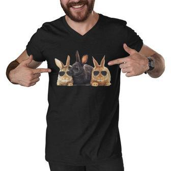 Hipster Cool Rabbit Tshirt Men V-Neck Tshirt - Monsterry UK