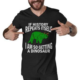 History Repeating Dinosaur Tshirt Men V-Neck Tshirt - Monsterry DE