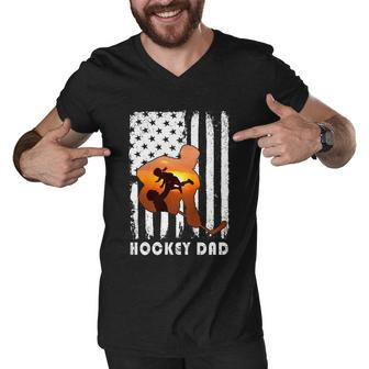 Hockey Dad Father And Kid Family Hockey Lover Men V-Neck Tshirt - Monsterry