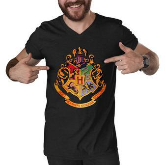 Hogwarts School Emblem Men V-Neck Tshirt - Monsterry