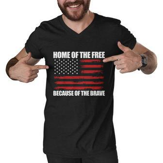 Home Of The Free American Flag Shirts Boys Veterans Day Men V-Neck Tshirt - Thegiftio UK