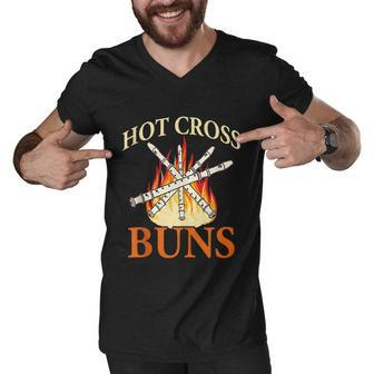 Hot Cross Buns Funny Graphic Design Printed Casual Daily Basic Men V-Neck Tshirt - Thegiftio UK