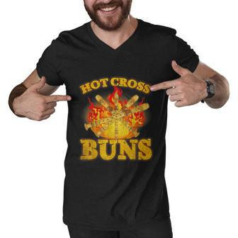 Hot Cross Buns Funny Trendy Hot Cross Buns Graphic Design Printed Casual Daily Basic V2 Men V-Neck Tshirt - Thegiftio UK