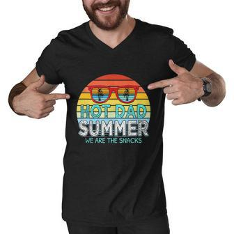 Hot Dad Summer Snacks With Chill Sunglass Vintage Apparel Men V-Neck Tshirt - Monsterry