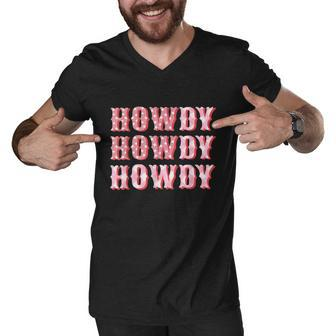 Howdy Cowgirl Boots Bling Women Cute Western Country Men V-Neck Tshirt - Monsterry