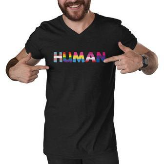 Human Lgbt Gay Pride Lesbian Bisexual Ally Quote Men V-Neck Tshirt - Monsterry