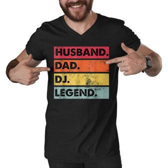 Husband Dad Dj Legend Funny Dj Disc Jockey Music Player Men V-Neck Tshirt - Thegiftio UK