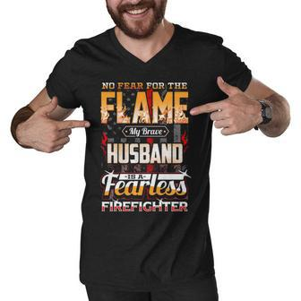 Husband Firefighter American Flag Men V-Neck Tshirt - Thegiftio UK