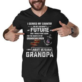 I Am A Navy Veteran Grandpa Men V-Neck Tshirt - Monsterry AU