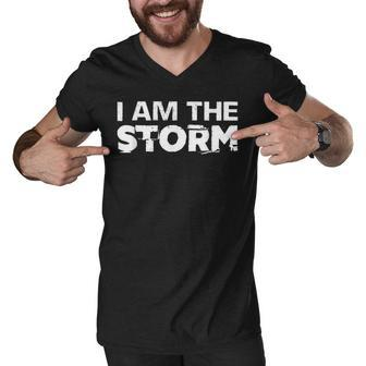 I Am The Storm Fate Devil Whispers Motivational Distressed Men V-Neck Tshirt - Seseable
