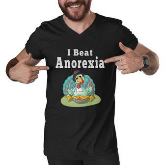 I Beat Anorexia Tshirt Men V-Neck Tshirt - Monsterry