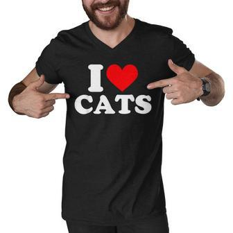 I Heart Cats - I Heart Cats I Love Cats Men V-Neck Tshirt - Thegiftio UK