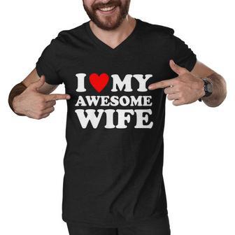 I Heart My Awesome Wife Tshirt Men V-Neck Tshirt - Monsterry DE