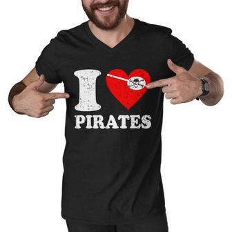 I Heart Pirates Tshirt Men V-Neck Tshirt - Monsterry UK