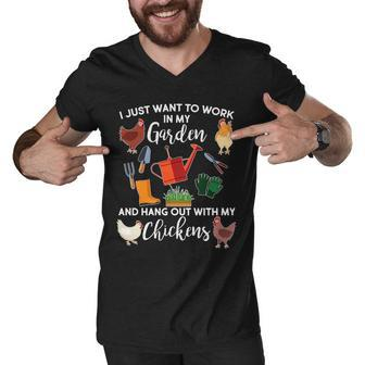 I Just Want Work In My Garden And Hang Out With My Chickens V2 Men V-Neck Tshirt - Monsterry