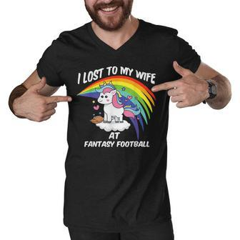 I Lost To My Wife At Fantasy Football Men V-Neck Tshirt - Seseable