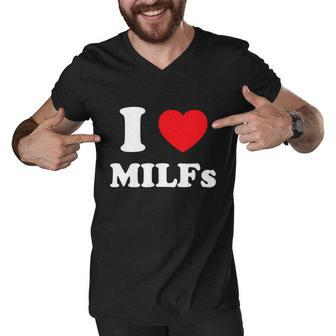 I Love Heart Milfs And Mature Sexy Women Men V-Neck Tshirt - Monsterry