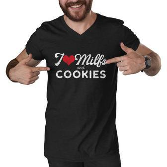 I Love Milfs And Cookies Gift Funny Cougar Lover Joke Gift Tshirt Men V-Neck Tshirt - Monsterry