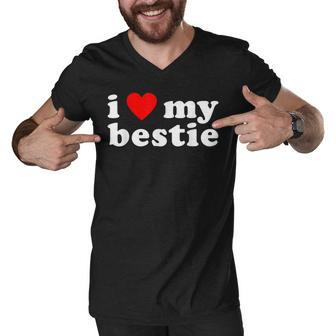 I Love My Bestie Best Friend Bff Cute Matching Friends Heart Men V-Neck Tshirt - Thegiftio UK