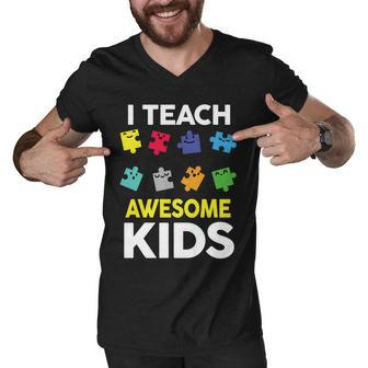 I Teach Awesome Kids Men V-Neck Tshirt - Monsterry