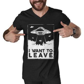 I Want To Leave Ufo Alien Men V-Neck Tshirt - Monsterry