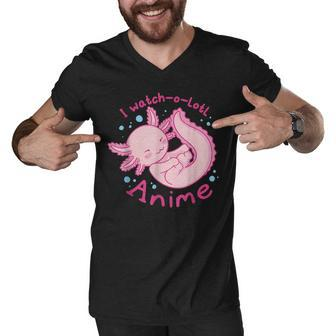 I Watch A Lotl Anime Cute Axolotl Kawaii Anime Lover Men V-Neck Tshirt - Thegiftio UK