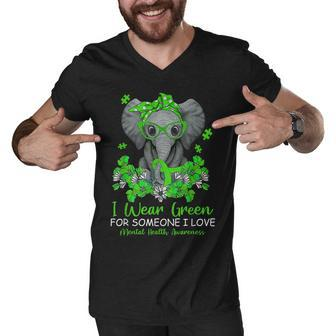I Wear Green For Mental Health Awareness Spread Elephant Men V-Neck Tshirt - Thegiftio UK