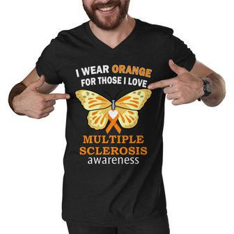 I Wear Orange For Those I Love Ms Multiple Sclerosis Tshirt Men V-Neck Tshirt - Monsterry DE