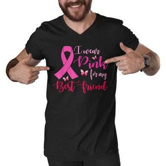 I Wear Pink For My Best Friend Breast Cancer October Men V-Neck Tshirt - Thegiftio UK