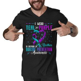 I Wear Teal And Purple For My Brother Suicide Awareness V2 Men V-Neck Tshirt - Thegiftio UK