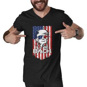 Ill Be Back Trump 2024 4Th Of July American Flag Patriotic Men V-Neck Tshirt - Monsterry AU