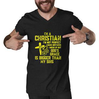 Im A Christian Im Not Perfect I Make Mistakes Christianity Men V-Neck Tshirt - Thegiftio