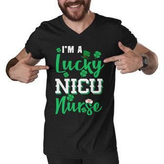 Im A Lucky Nicu Nurse St Patricks Day Graphic Design Printed Casual Daily Basic Men V-Neck Tshirt - Thegiftio UK