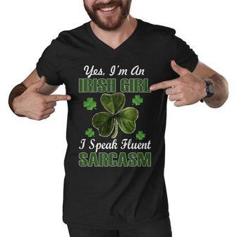 Im An Irish Girl I Speak Fluent Sarcasm Men V-Neck Tshirt - Monsterry DE