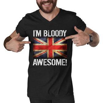 Im Bloody Awesome British Union Jack Flag Men V-Neck Tshirt - Monsterry UK