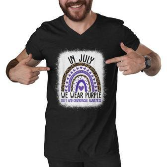 In July We Wear Purple Cool Cleft And Craniofacial Awareness Men V-Neck Tshirt - Seseable
