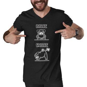 Inhale Exhale Pug Men V-Neck Tshirt - Monsterry UK