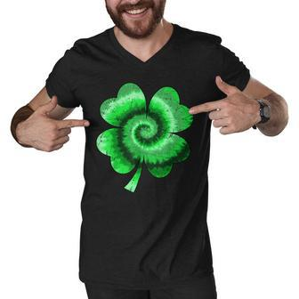 Irish Shamrock Tie Dye Happy St Patricks Day Go Lucky Gift Men V-Neck Tshirt - Thegiftio UK
