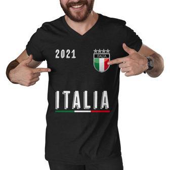 Italy Soccer Team Jersey Italia Flag Men V-Neck Tshirt - Monsterry