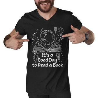 Its A Good Day To Read A Book Bookworm Book Lovers Vintage Men V-Neck Tshirt - Seseable