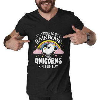 Its Going To Be A Rainbows And Unicorns Kind Of Day Cute Graphic Design Printed Casual Daily Basic Men V-Neck Tshirt - Thegiftio UK
